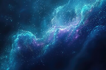 Wall Mural - abstract cosmic artwork featuring swirling nebulae in shades of teal and purple, illuminated by glow