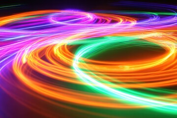 Wall Mural - Colorful swirling lights create vibrant patterns in a dark atmosphere during an evening event