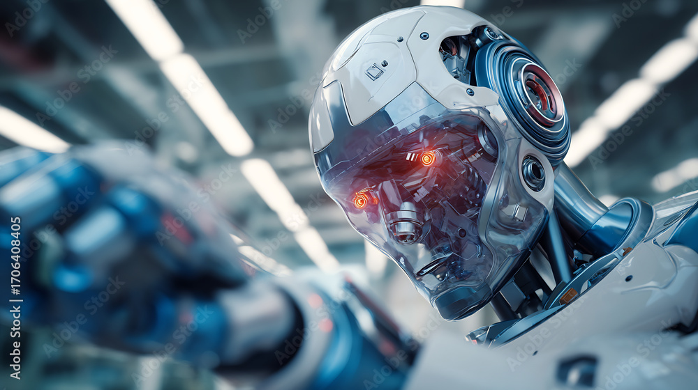 Futuristic cyborg engineer developing advanced robotics AI powered ...