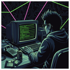 Hacker icon flat vector design. 