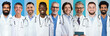 © Prostock-studio - A collage features a diverse group of medical professionals, including men of different backgrounds. They wear lab coats and stethoscopes, representing teamwork in healthcare.
