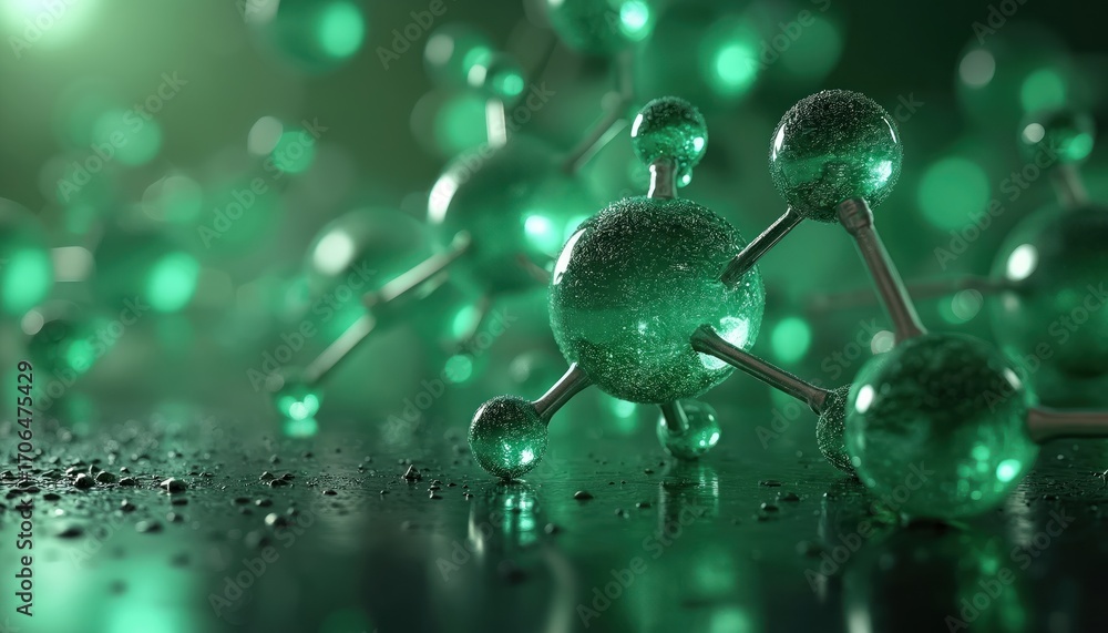 Green hydrogen H2 molecule model, renewable energy concept. Clean eco ...