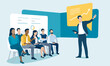 © bizvector - Growth, strategy, presentation. Discussing business plan. Vector illustration