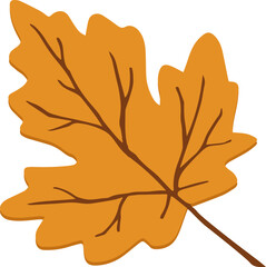 Wall Mural - Yellow maple leaf illustration isolated on white background. Autumn natural decor. Cut out fall botany object. Hand drawn clipart, single natural graphic element.