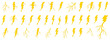 © legolaska - Vector lightning silhouettes set. Elements for thunderstorm design.