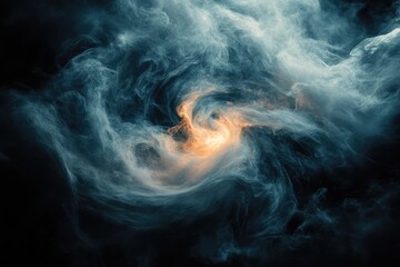 Wall Mural - abstract swirling nebula with teal and orange hues, resembling cosmic smoke or energy.