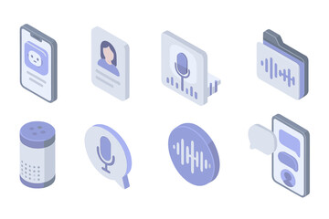 Communication and technology 3d icon set. mobile, voice, chat, digital icons