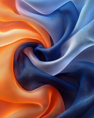 Wall Mural - Swirling fabrics with color gradient, from orange to blue