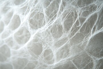 Close-up of a spiderweb, intricate and delicate, showing its complex structure.