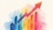 © Newstep - A vibrant, artistic representation of rising bar graphs with an upward arrow, symbolizing growth, success, and progress in business or finance.