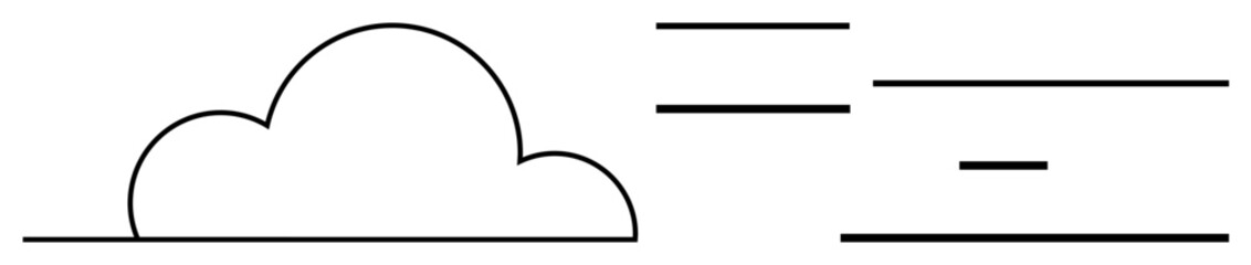 cloud with flowing wind lines, representing weather, movement, speed, communication, environment, te