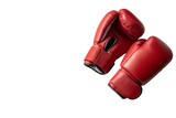  A pair of red boxing gloves on a white background.