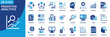 © Uniconlabs - Predictive analytics icon set collection in flat style. Icon pack contains forecast, model, algorithm, trends, data, insights, pattern, analytics, future, estimate, projection, probability