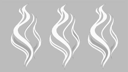 Wall Mural - Three white wavy flame shapes on gray background abstract black