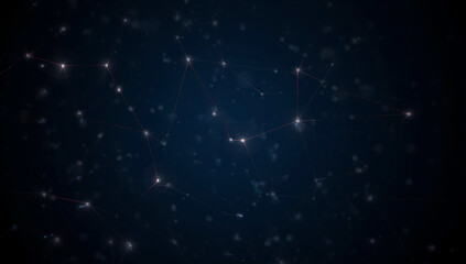 Abstract dark blue background with scattered white bokeh lights creating a dreamy and magical atmosphere