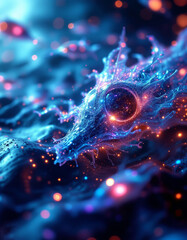 Wall Mural - An alien creature shines like a starry universe in a galaxy.