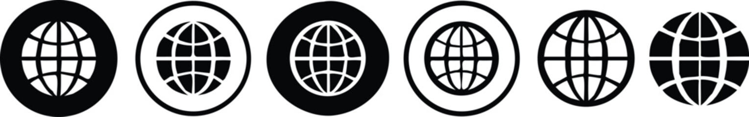 High resolution globe or website icon set isolated on transparent background. design element for Website, app, business card, cv 
