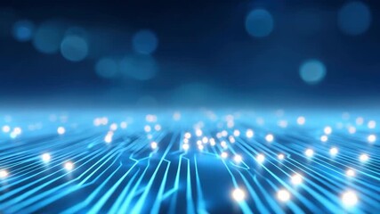 Wall Mural - digital circuit board glowing blue light points creating futuristic technology background with elect
