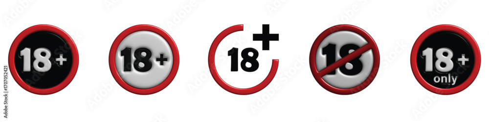 Age Restriction Signs - 18 Plus Symbols for Restricted Content and ...