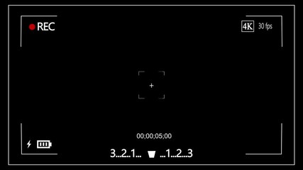 Camera recording screen overlay with alpha channel. frame shows button information like when recording a video with a black background.