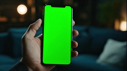 Hand gestures on a phone with a green screen for app development work