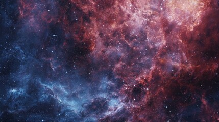 Wall Mural - The vastness of space is home to a resplendent nebula, boasting bright blue and red colors that beautifully contrast with the surrounding star-filled environment