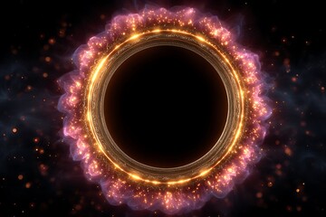 Wall Mural - Circular frame with a fire and smoke pattern