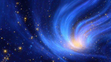 Wall Mural - Blue and yellow galaxy with stars