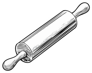 Engraved rolling pin illustration isolated on a white background