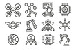 © Olena - Flying robots futuristic optical claw manipulation lights vector icon micro holographic nano