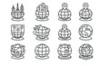 © Olena - Icon globe icons grid destination borders vector country flight vr glowing travel
