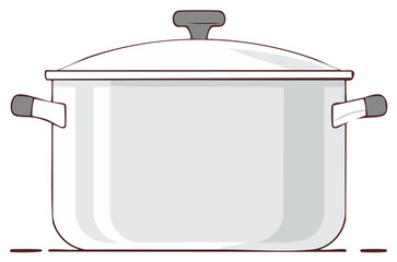 Simple vector illustration of a silver cooking pot with a lid and handles a common kitchen utensil