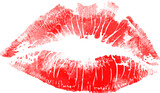 Beautiful red lips isolated on transparent background. red lipstick kiss . lips with lipstick mark on a white background.