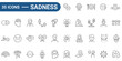 © ricky_and - Sadness line editable icon set. Outline icons collection. Icons for mobile app, web. Editable stroke. Vector Illustration.
