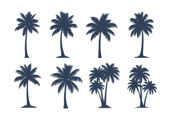 Collection of silhouettes of palm trees.