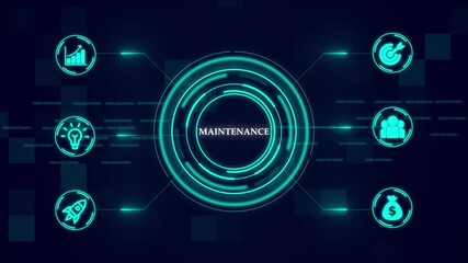 Maintenance, futuristic holographic advanced HUD circle platform Business, Technology concept. Business, technology, internet and network concept. Digital technology background.