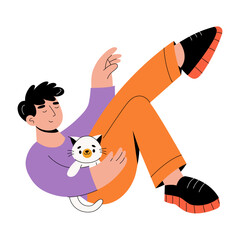 Canvas Print - A flat style illustration showing playing pet 
