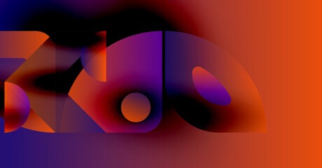 Wall Mural - Abstract design features vibrant gradients. Shapes overlap creating dynamic visual effect. Colors range from deep purple to bright orange.