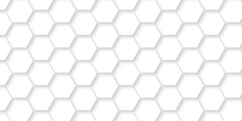 Wall Mural - abstract pattern hexagonal white technology line paper background. hexagonal grid tile mosaic struct