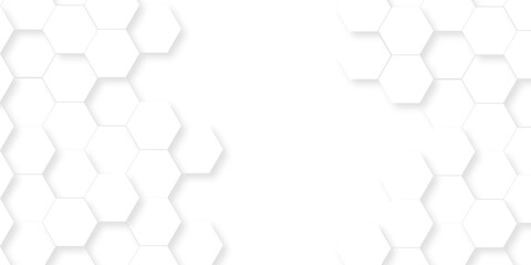 Wall Mural - abstract pattern hexagonal white technology line paper background. hexagonal grid tile mosaic struct