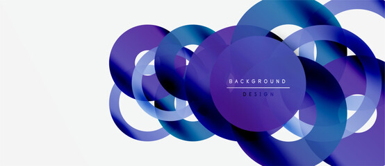 Wall Mural - abstract circles overlap, creating dynamic blue gradients. white space provides clean contrast, mode