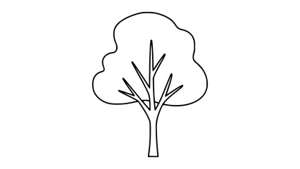 Stylized line drawing of a tree with a rounded canopy