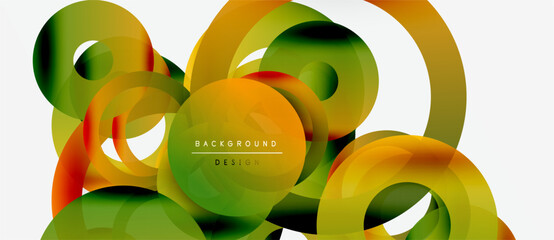 Wall Mural - abstract colorful circles overlap, creating dynamic composition. gradient shades blend, forming mode