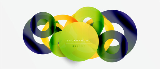 Wall Mural - abstract colorful shapes overlap, creating dynamic visual effect. modern design elements suggest flu