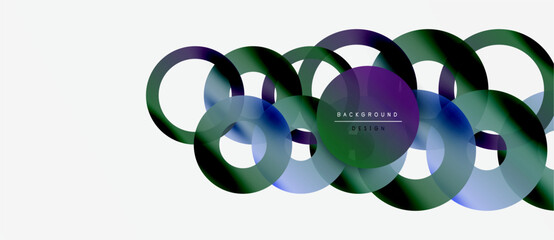 Wall Mural - abstract circles overlap, creating vibrant blue, green gradients. modern design element for backgrou
