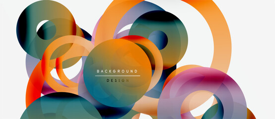 Wall Mural - abstract colorful circles overlap. modern design features gradients, transparency, smooth shapes. ba
