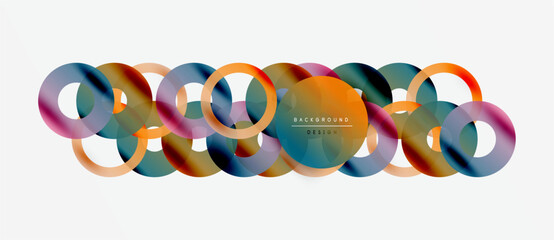 Wall Mural - abstract colorful circles overlap creating modern design. gradient hues blend, forming dynamic visua