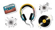 © Hermanto653 - Retrostyle Headphones with Colorful Design and Black Earcups Illustration.