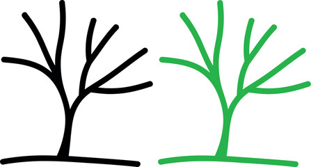 Simple tree illustration in black and green showing nature and environment