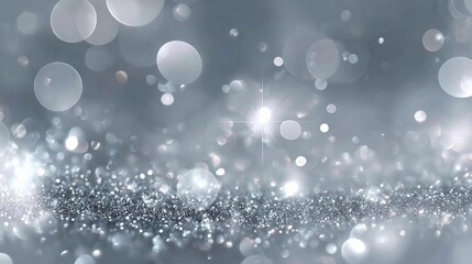 Wall Mural - abstract silver and white glitter vintage lights background with dreamy festive bokeh soft large lig